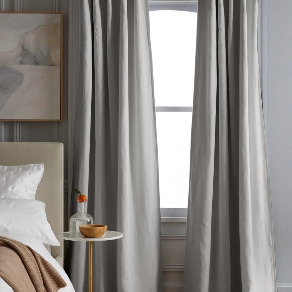 NWT Quince Belgian Linen Set of 2 Drapes - Room Darkening - Cloud - 87x40 - Picture 9 of 14